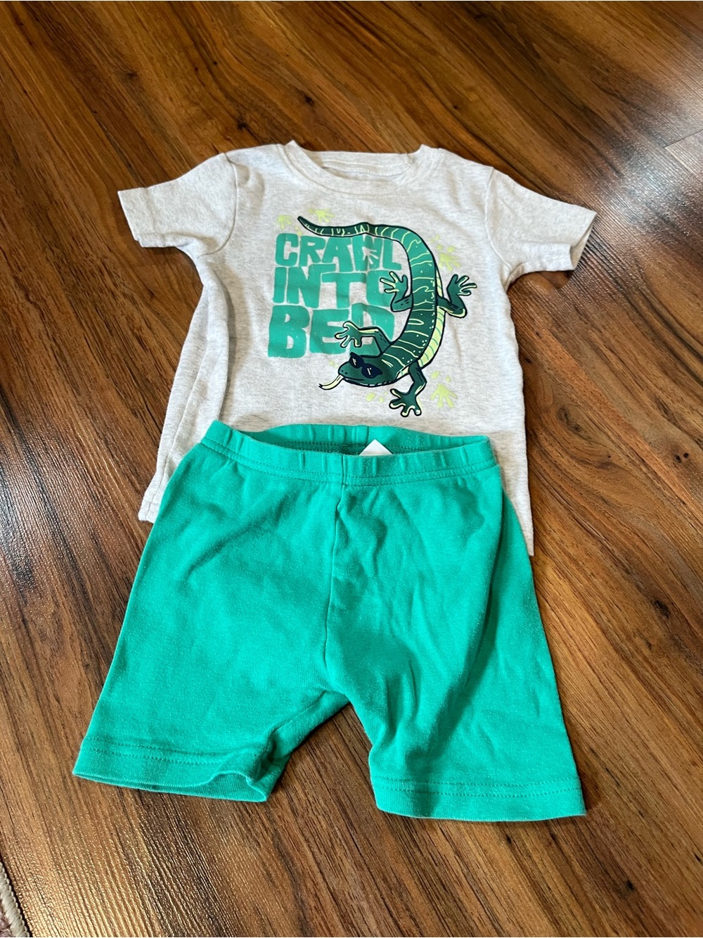 3/$10 Green Lizard Graphic Pajama Set - Short Sleeve Top & Shorts 18m read